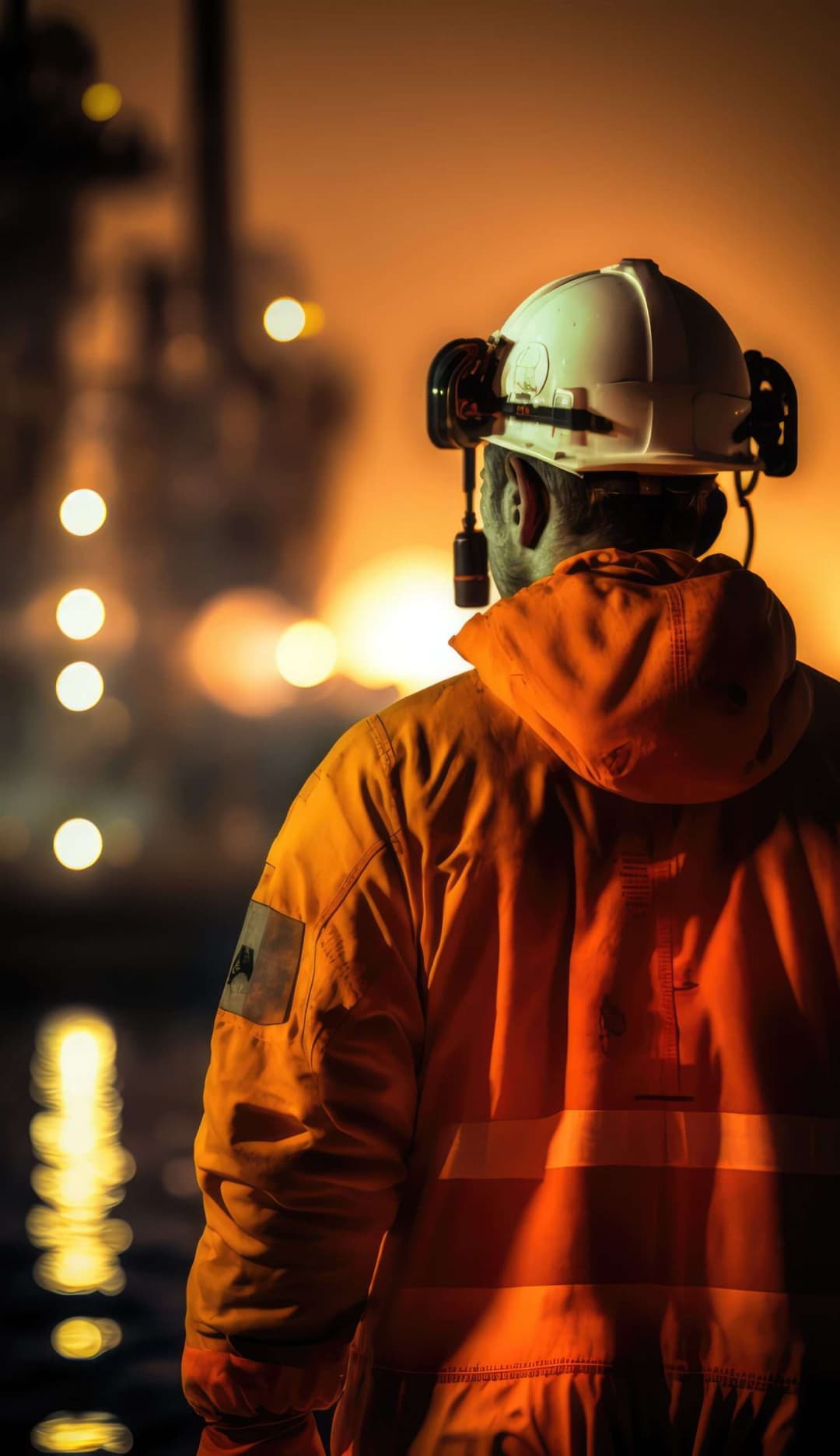 Offshore and industrial workers working at an oilrig, made with generative ai
